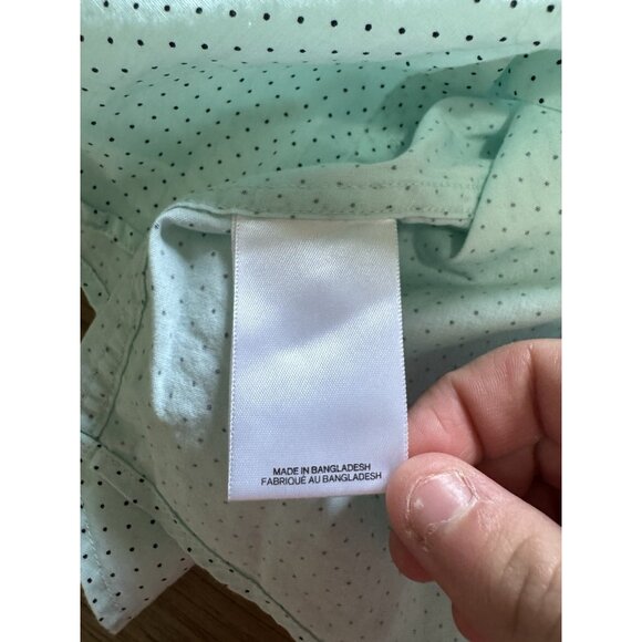 Express Extra Slim Men Size Small Button Down Shirt Green Polka Dots Cotton City - Picture 9 of 12